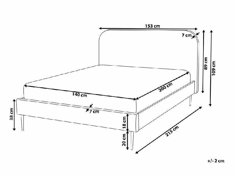 Manželská postel 140 cm Faris (šedá) (s roštem)