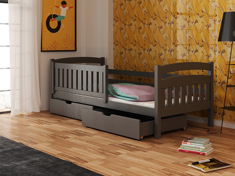 Dětská postel 80 cm Phil (s roštem a úl. prostorem) (grafit)