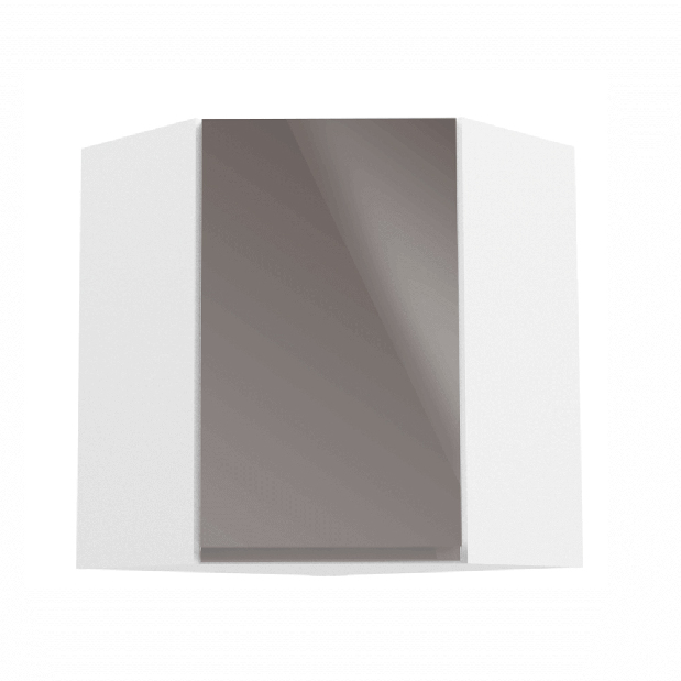 Horní rohová kuchyňská skříňka G60N Aurellia (bílá + lesk šedý)