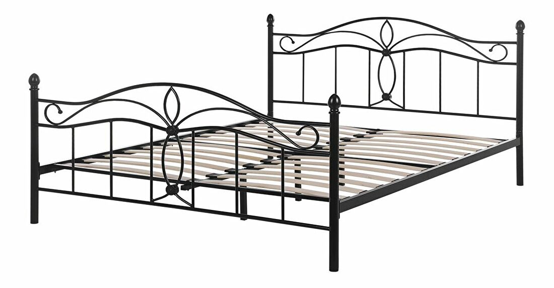 Manželská postel 160 cm Aicha (černá) (s roštem)