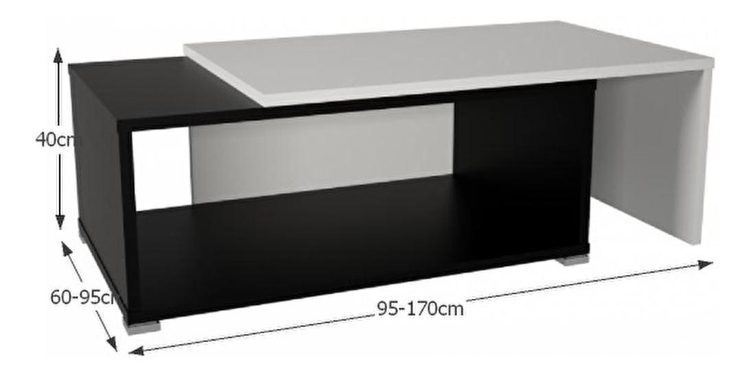 Konferenční stolek Dua (bílá + černá) *výprodej