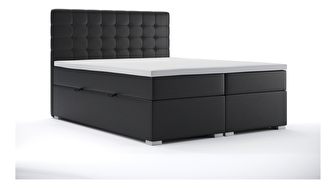 Manželská postel Boxspring 160 cm Clady (černá ekokůže) (s úložným prostorem)