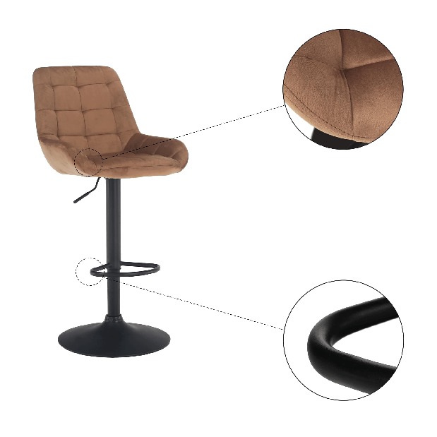 Barová židle Chelsey (hnědá + černá)
