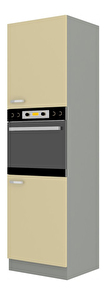Potravinová kuchyňská skříňka na troubu Kelyn 60 DP 210 2F (lesk krémový + šedá)