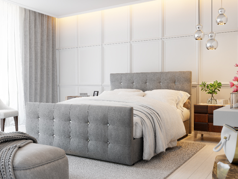 Manželská postel 160 cm Futura Kloe (s matrací a roštem) (šedá)