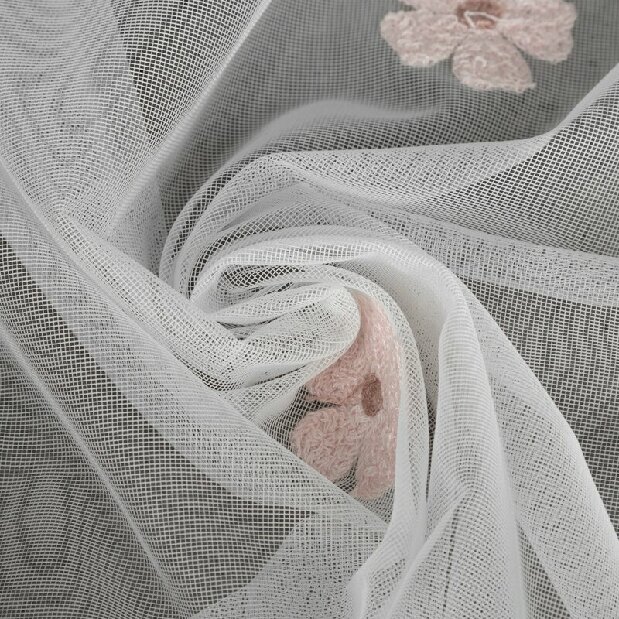 Záclona 140x250 cm Elssa (bílá + růžová)
