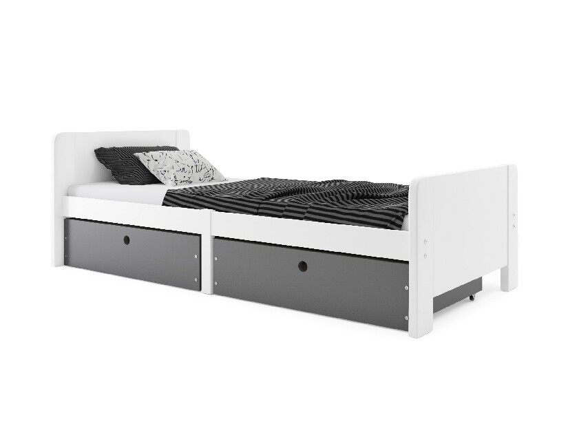 Jednolůžková postel 80 cm Aria (bílá + grafit)