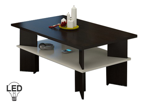 Konferenční stolek Vectra 2 (wenge + krém) s osvětlením * bazar