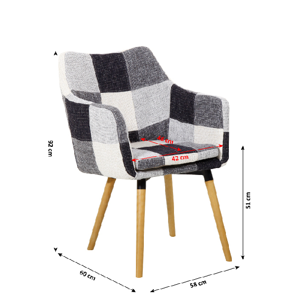 Jídelní židle Landor (černo bílý patchwork) *výprodej