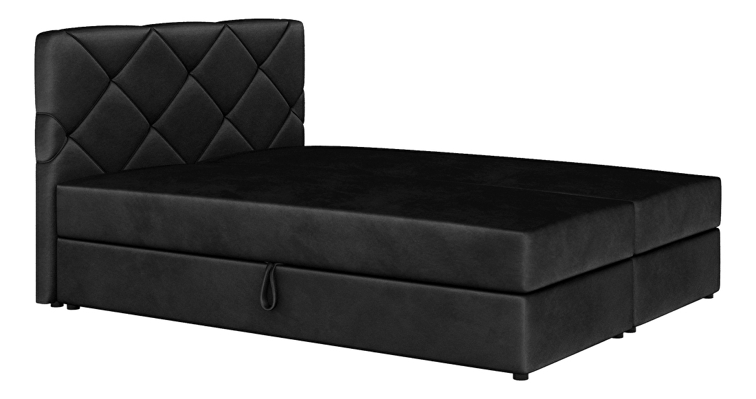 Kontinentální postel 160x200 cm Karum (černá) (s roštem a matrací)