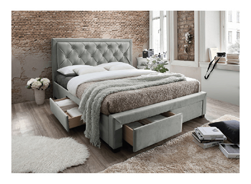 Manželská postel 160 cm Orford (s roštem) (šedohnědá)