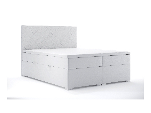 Manželská postel Boxspring 140 cm Melo (bílá ekokůže) (s úložným prostorem)