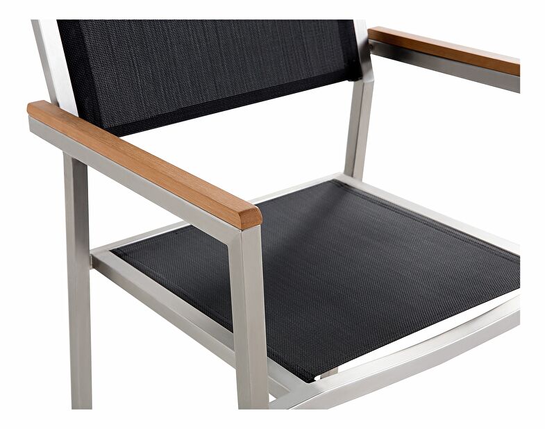 Zahradní set GROSSO (beton) (laminát HPL) (černé židle) (pro 6 osob)
