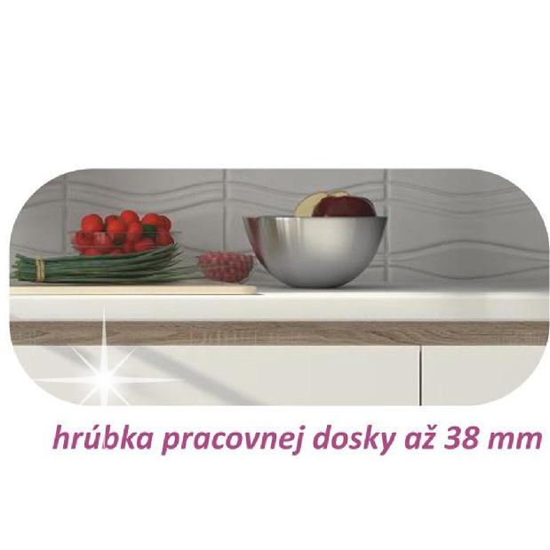 Kuchyňská sestava 260 cm Lina (dub sonoma + vysoký lesk bílý) *výprodej