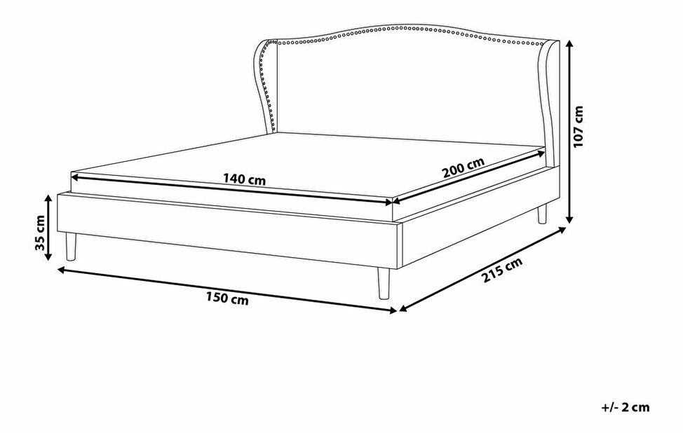 Manželská postel 140 cm COLLETTE (s roštem) (černá)
