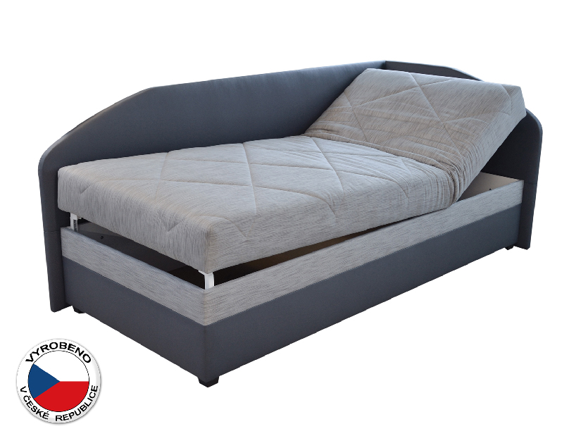 Jednolůžková postel (válenda) 90 cm Blanár Turi (světle šedá + tmavě šedá) (s roštem a matrací) (P) *bazar