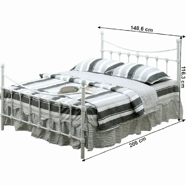 Manželská postel 140 cm Nivien (s roštem)