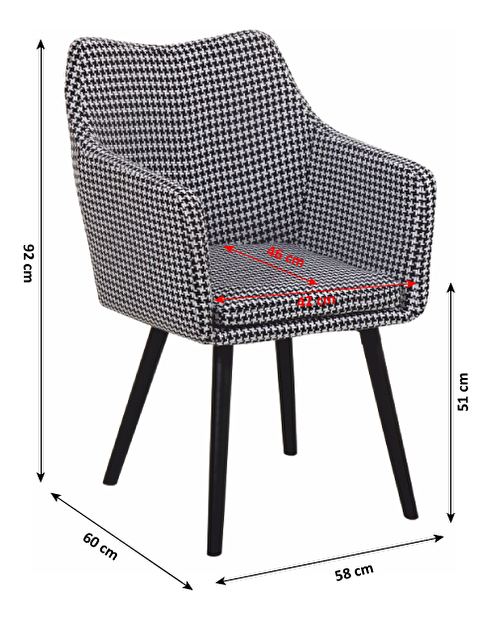 Jídelní židle Landor (černo bílý vzor)