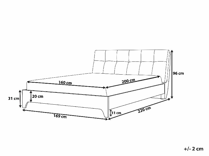 Manželská postel 160 cm BERGAMO (s roštem) (béžová + světlé dřevo)