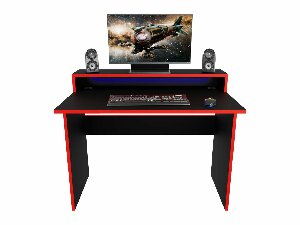 Herní pc stůl Adapt (černá + červená) (s RGB LED osvětlením)