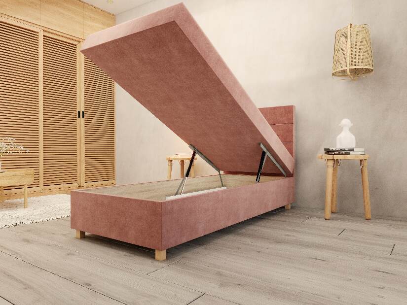 Jednolůžková postel 80 cm Picasso I (růžová) (s úl. prostorem a matrací)