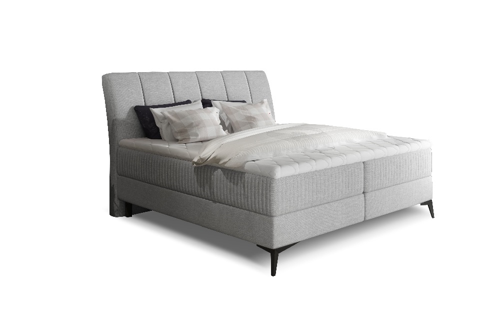 Manželská postel Boxspring 160 cm Alberto (světle šedá) (s matracemi)