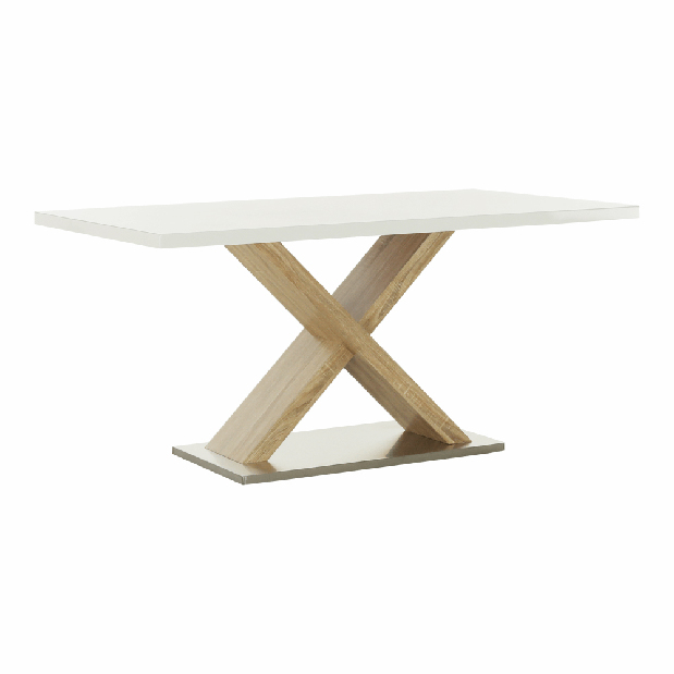Jídelní stůl 160 cm Farni (bílá + dub sonoma)