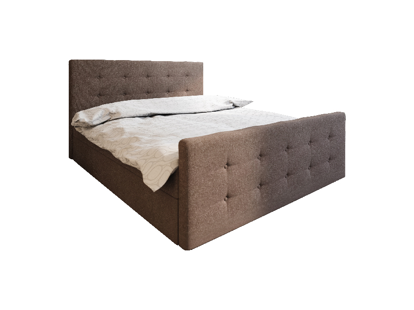 Manželská posteľ Boxspring 140 cm Milagros 1 (tmavohnedá) (s matracom a úložným priestorom)