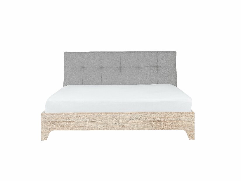 Manželská postel 180 cm BERGAMO (s roštem) (šedá + světlé dřevo)