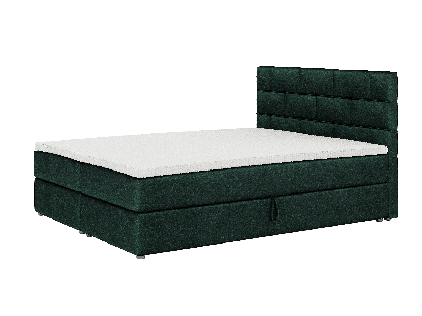 Kontinentální postel 180x200 cm Waller Comfort (tmavě zelená) (s roštem a matrací)