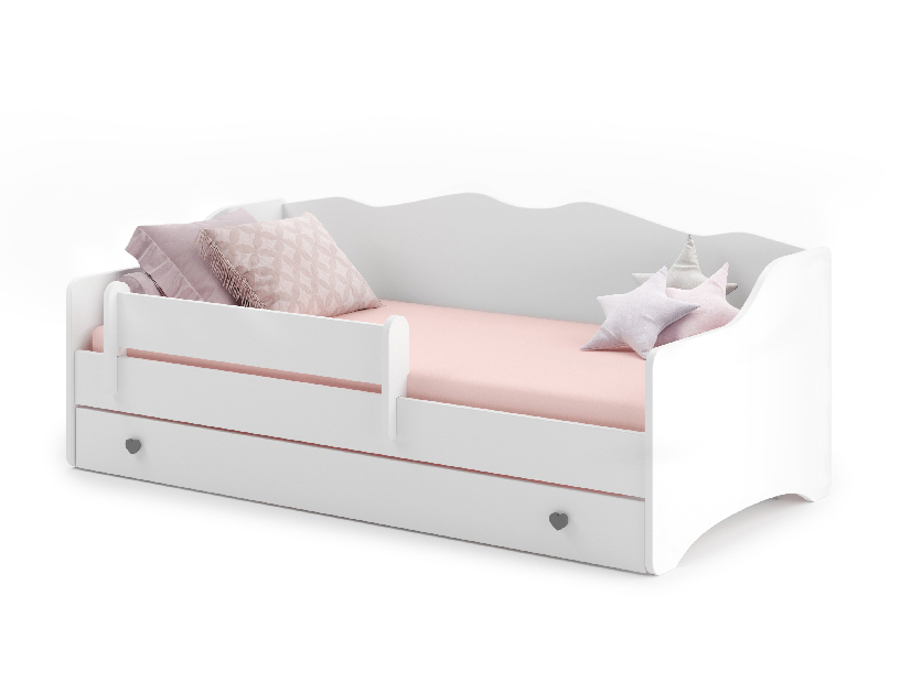 Dětská postel 160x80 cm Ester I (s roštem a matrací) (bílá + šedá)