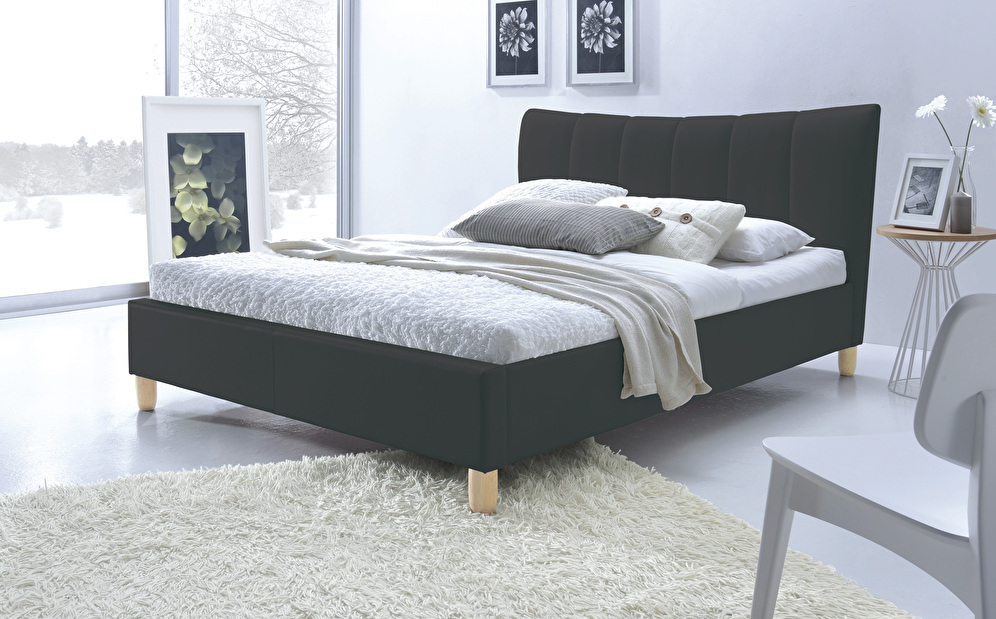 Manželská postel 160 cm Sandy (černá) (s roštem)