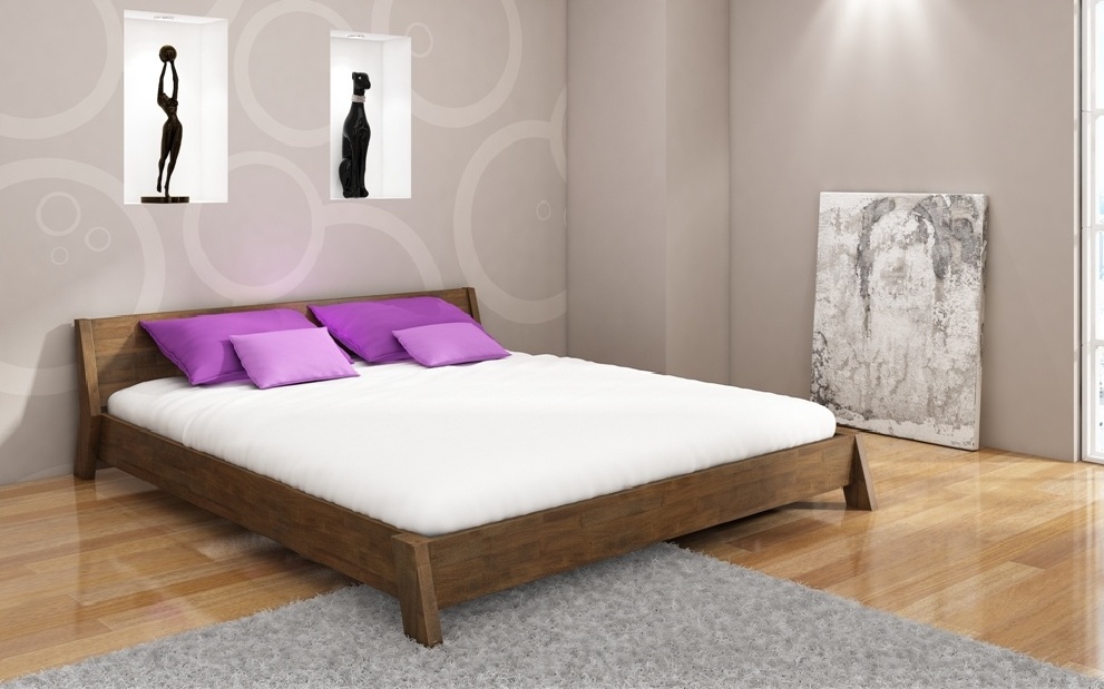 Manželská postel 160 cm Naturlig Skjolden (buk) (s roštem)