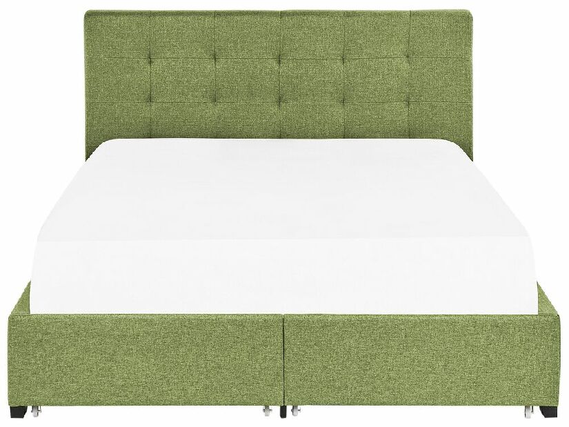 Manželská postel 160 cm Rhiannon (zelená) (s roštem a úložným prostorem)