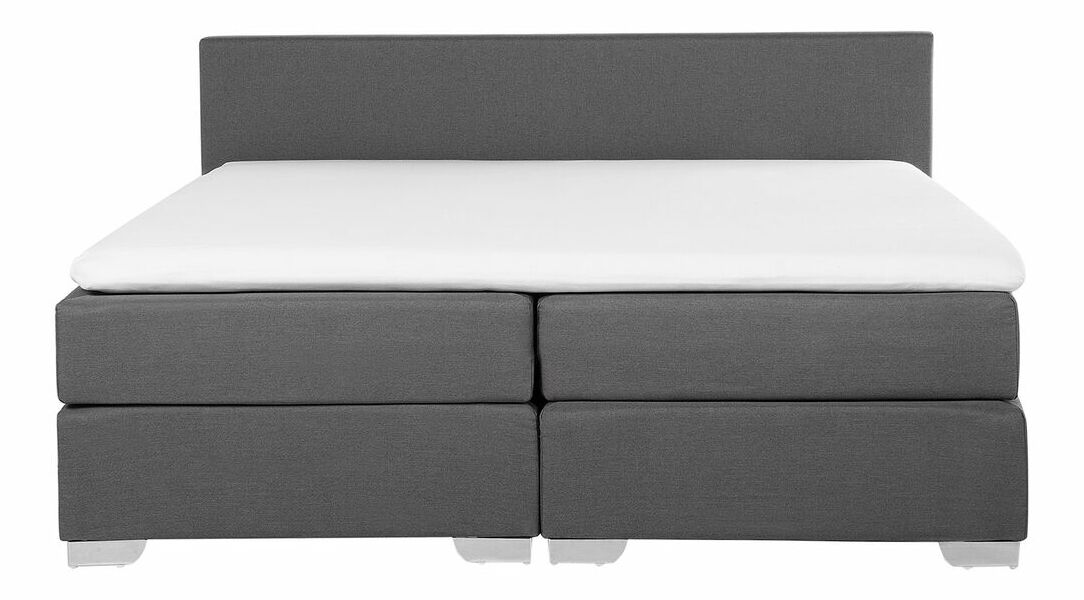 Kontinentální postel 180 cm PRESS (polyester) (šedá) (s matrací a úložným prostorem)