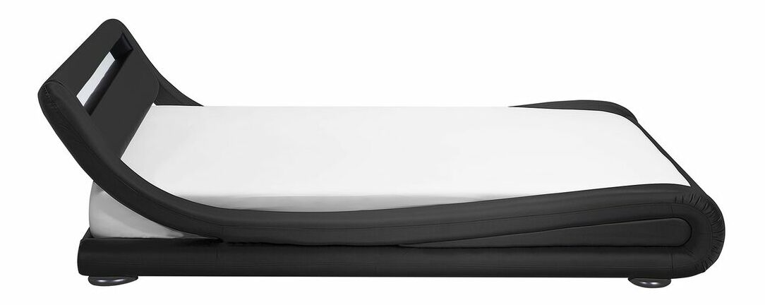 Manželská postel 160 cm AVENUE (s roštem a LED osvětlením) (černá)