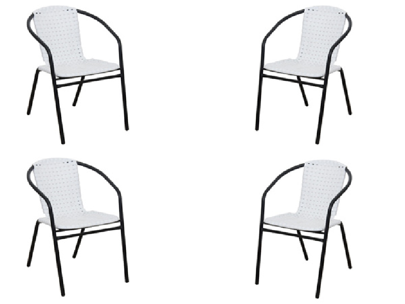 Zahradní židle (4 ks.) Brittaney (bílá + černá) *výprodej
