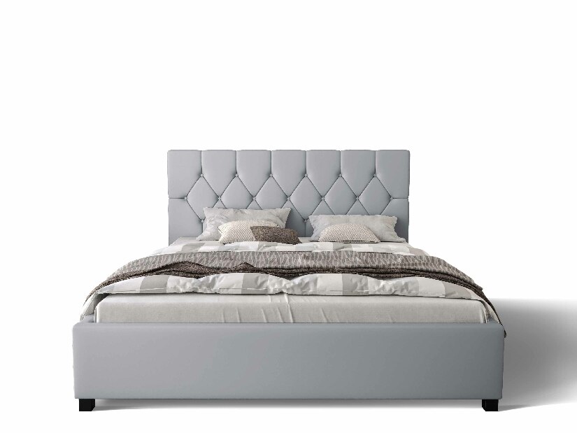 Manželská postel 140 cm Sylvie (šedá) (s roštem a úložným prostorem)