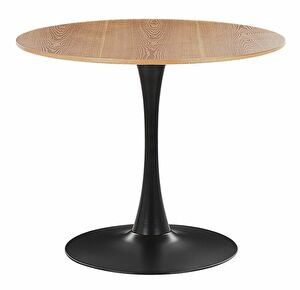 Kulatý jídelní stůl Berylle (světlé dřevo + černá) (pro 4 osoby)