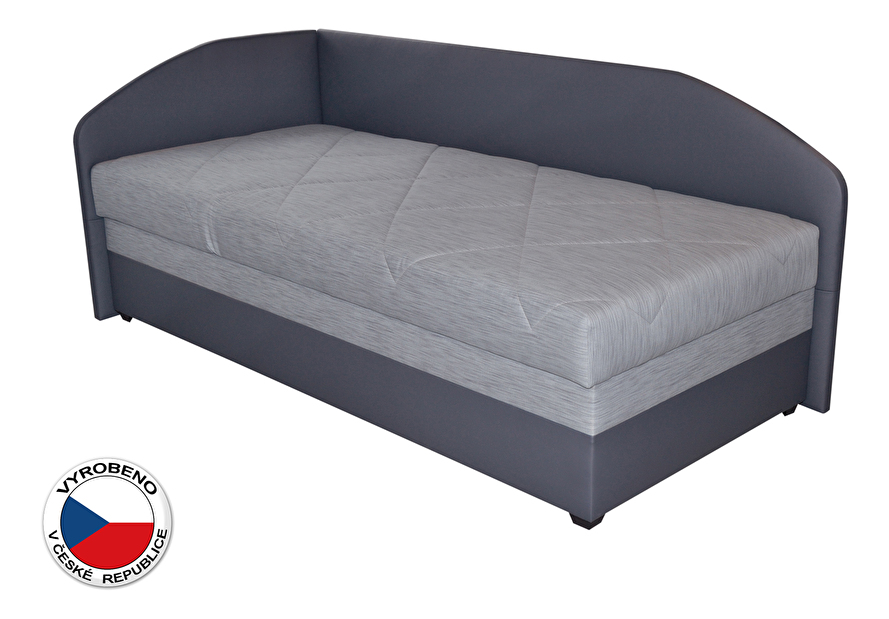 Jednolůžková postel (válenda) 90 cm Blanár Turi (světle šedá + tmavě šedá) (s roštem a matrací) (L)