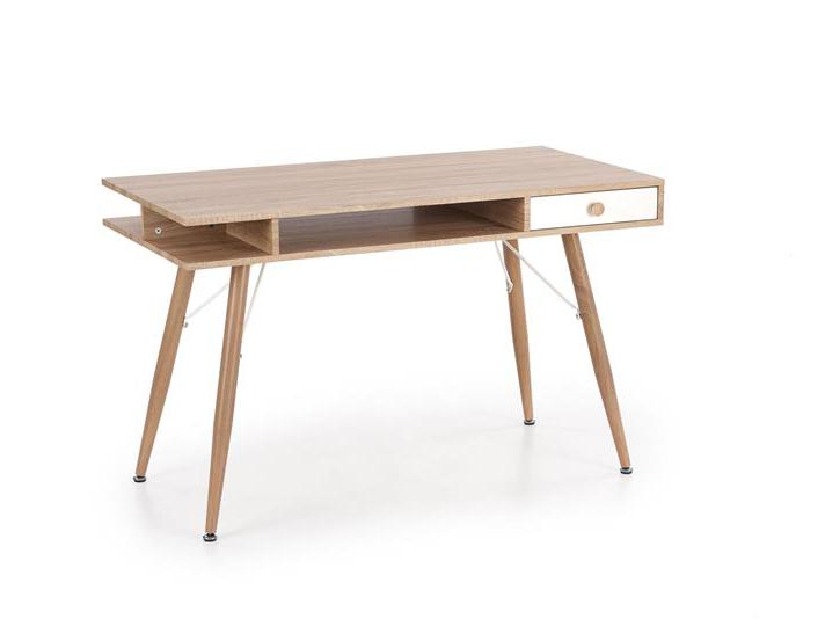 Psací stolek Bernie (světle dřevo + bílá)
