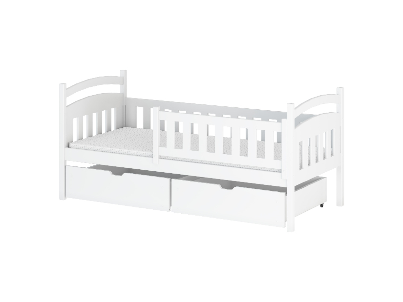 Dětská postel 80 cm Tobie (s roštem a úl. prostorem) (bílá)
