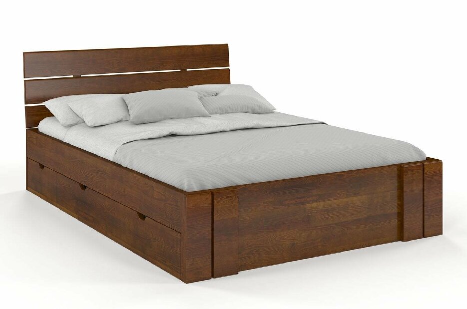 Manželská postel 200 cm Naturlig Tosen High Drawers (borovice)
