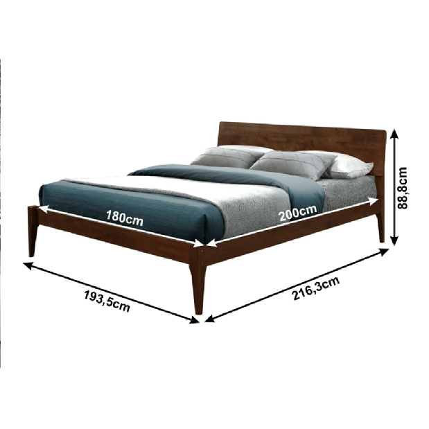 Manželská postel 183 cm Bredo (s roštem)