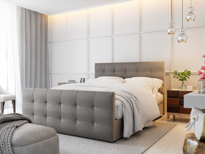 Manželská postel 140 cm Futura Kloe Eko (s matrací a roštem) (šedá)