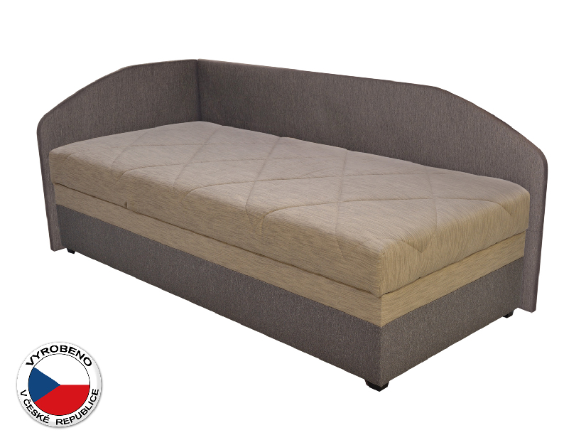 Jednolůžková postel (válenda) 90 cm Blanár Turi (béžová + hnědá) (s roštem a matrací) (L)