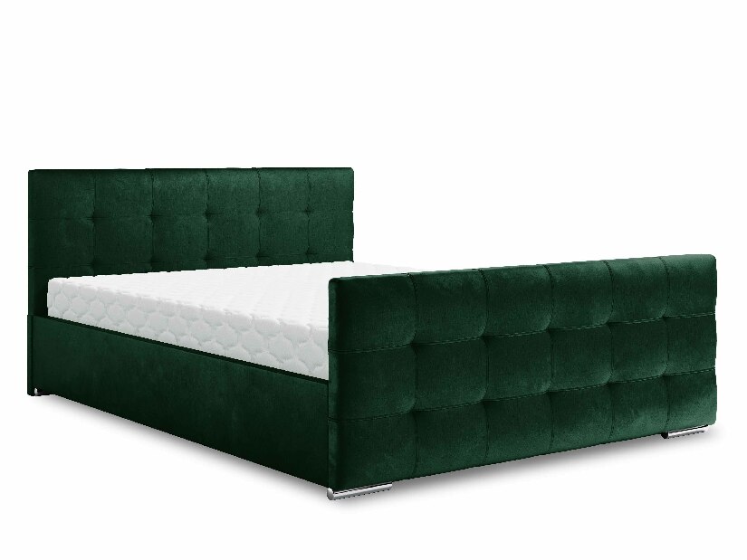 Manželská postel 160 cm Billie (tmavě zelená) (s roštem a úložným prostorem)
