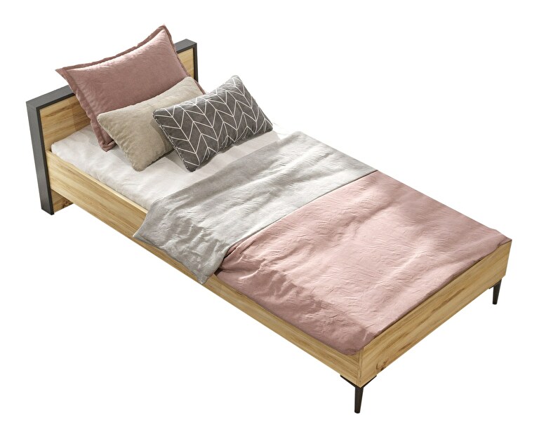 Jednolůžková postel 90 cm Ariel 5 (Přírodní + Antracit)