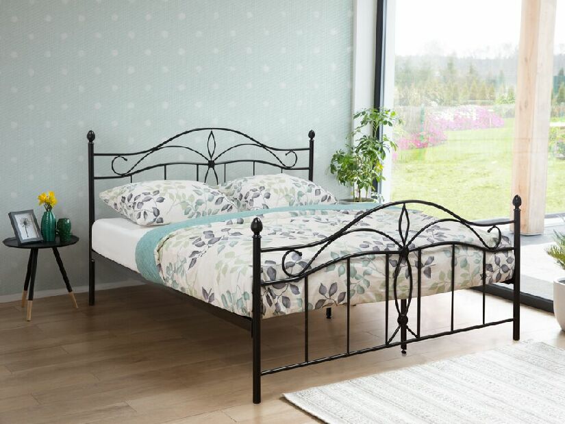 Manželská postel 160 cm ANTALIA (s roštem) (černá) *výprodej