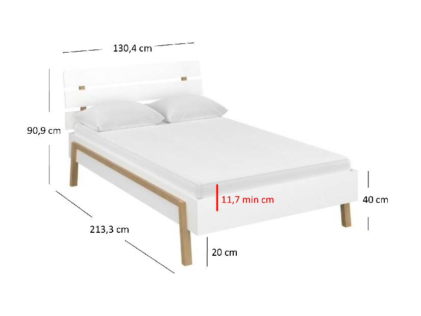 Manželská postel 120 cm Berry (bílá) (bez roštu a matrace)